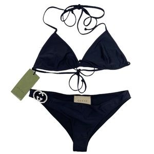Gucci GG Crystals 2 Piece Black Jersey Swim